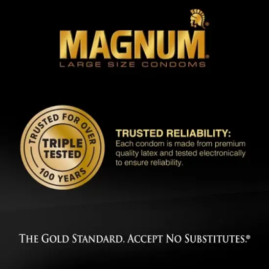 Trojan Magnum Large Size Lubricated Latex Condoms, 3 Count image {4}