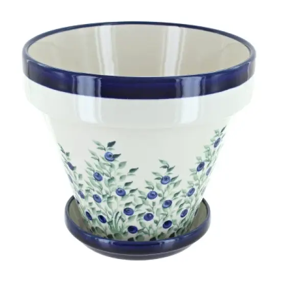 Blue Rose Polish Pottery 891-893 Zaklady Medium Flower Pot image {5}