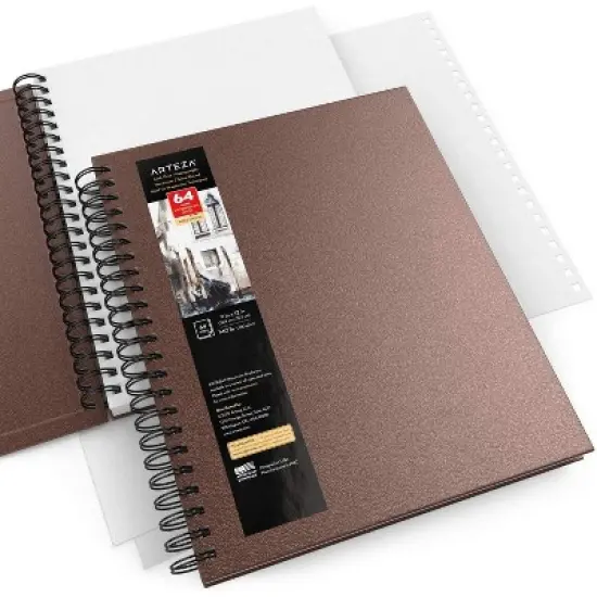 Arteza Watercolor Paper Pad, Spiral-Bound Hardcover, Brown, 9"x12" - 2 Pack image {3}
