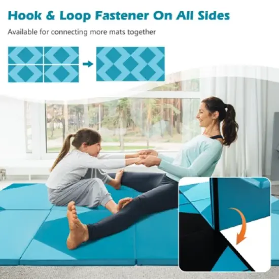 Costway 10' x 4' x 2'' 4-Panel Folding Gymnastics Exercise Mat w/ Hook & Loop Fasteners Purple/Pink/Blue/Rose Red image {7}