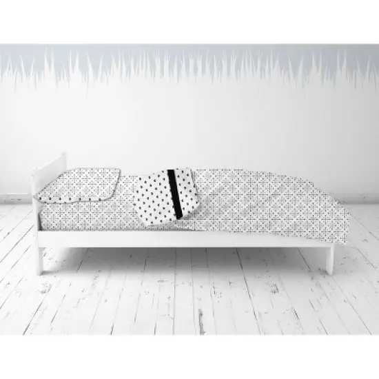 Bacati - Love/Hearts Muslin 4 pc Toddler Bedding Set, Black image {3}