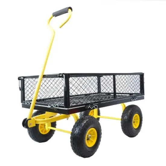 Heavy Duty Garden Cart, Utility Metal Wagon with Removable Mesh Sides and 180&deg; Rotating Handle image {8}