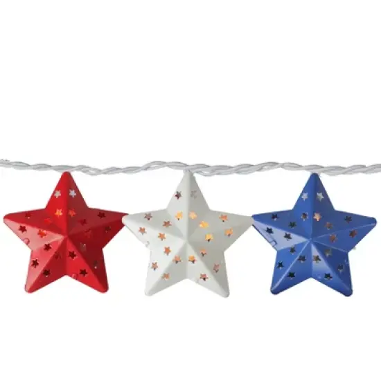 Northlight 10-Count Red and Blue Fourth of July Star String Light Set, 7.25ft White Wire image {4}
