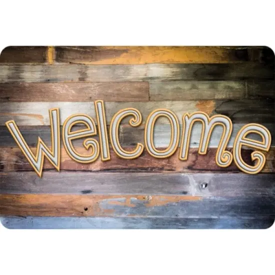 Ashley Productions&reg; The Original Fun Mat&trade;, Welcome Mat, 15.5" x 23.5", Reclaimed Wood Welcome image {1}