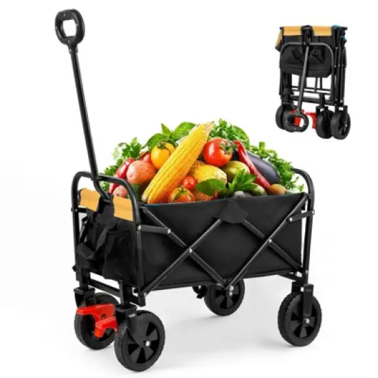 DSVIMOY Mini Portable Folding Beach Wagons with Wheels, Portable Carts with Handle, Orange & Black, 30.31"*15.16"*36.22" image {5}