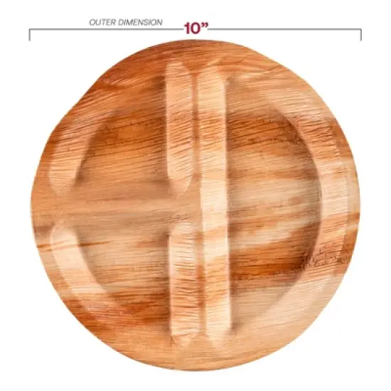Smarty Had A Party 10" Palm Leaf 3-Partition Eco Friendly Dinner Plates - 100 pcs image {2}