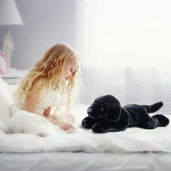 FAO Schwarz Toy Plush Lying Labrador 15" - Black image {1}