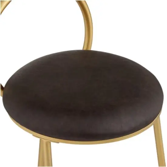 55 Downing Street Gold Swivel Bar Stool 30 1/2" High Industrial Brown Faux Leather Cushion for Kitchen Counter Height Island Home image {3}