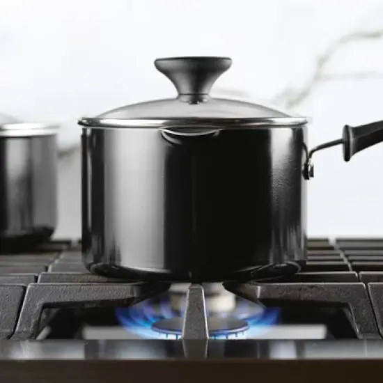 Farberware Reliance Pro 3qt Nonstick Ceramic Covered Straining Saucepan Black/Gray image {2}