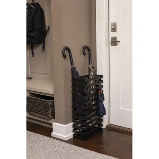 BirdRock Home Umbrella Holder Stand with Removable Water Tray - Line Design - Black image {2}