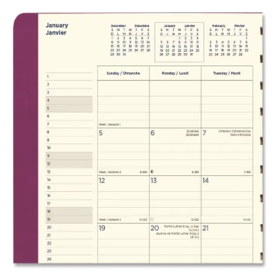 Soft Touch 17-Month Planner, 10.88 x 8.5, Fuchsia Cover, 17-Month: Aug 2025 to Dec 2026 image {3}