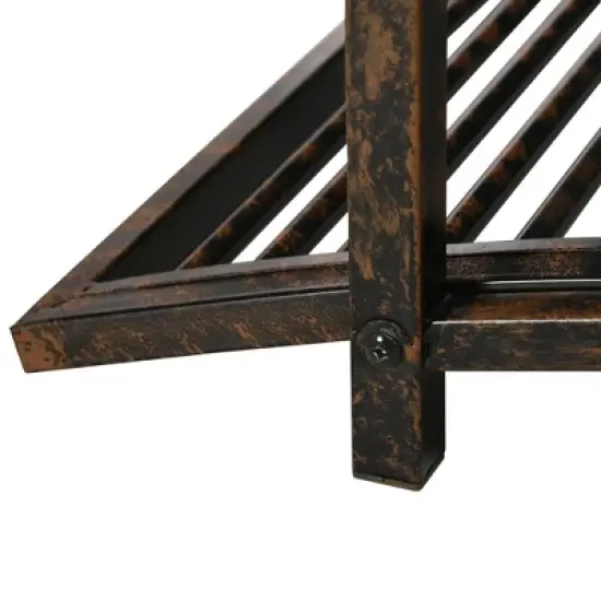 Outsunny 3.4FT Metal Arch Zen Garden Bridge with Safety Siderails, Decorative Footbridge, Delicate Floral Scrollwork for Stream, Fish Pond, Brown image {5}