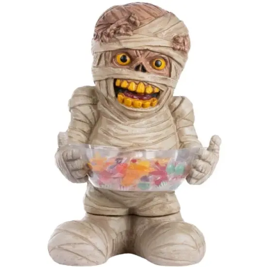 HalloweenCostumes.com Standard Deluxe Mummy Candy Bowl & Holder for Halloween Parties | Decorative Candy Dish Container for Trick-or-Treat,  Brown image {1}