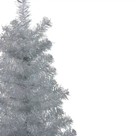 Northlight 4' Holographic Silver Tinsel Slim Artificial Christmas Tree - Unlit image {3}