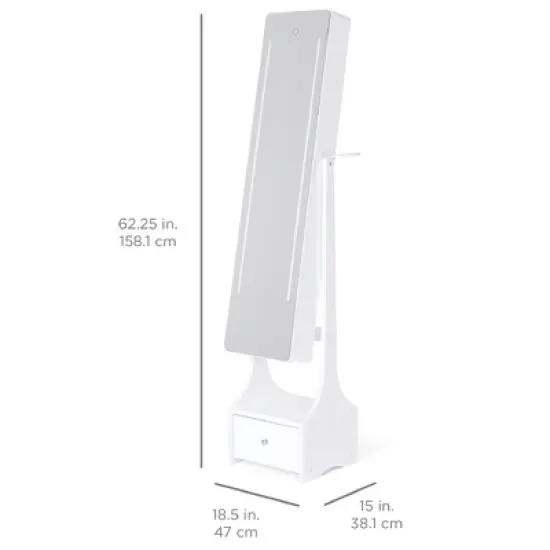 Best Choice Products Full Length LED Mirrored Jewelry Storage Organizer Cabinet w/ Interior & Exterior Lights image {6}