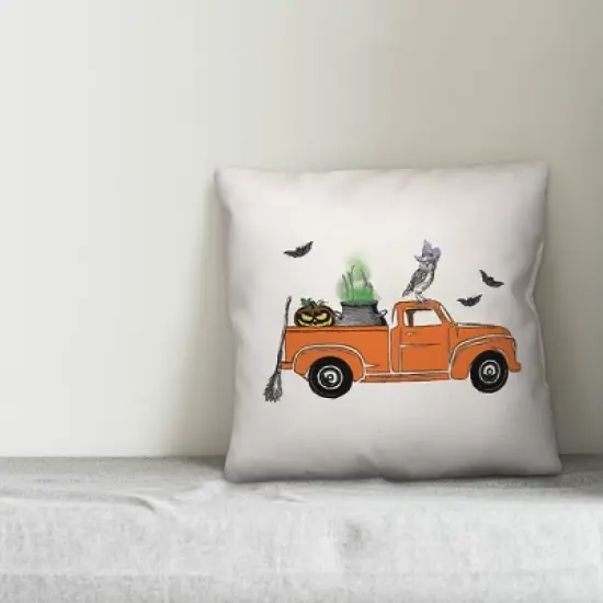 Creative Products Orange Halloween Truck 18 x 18 Indoor / Outdoor Pillow image {2}