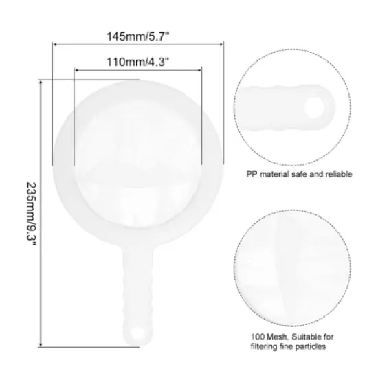 Unique Bargains Plastic Fine Nylon Mesh Coffee Juice Filter Drainer Sieve White 1 Pc image {1}