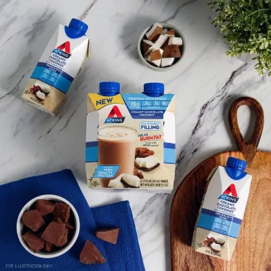 Atkins Ready to Drink Protein Shake - Creamy Chocolate Coconut - 44oz/4pk image {1}