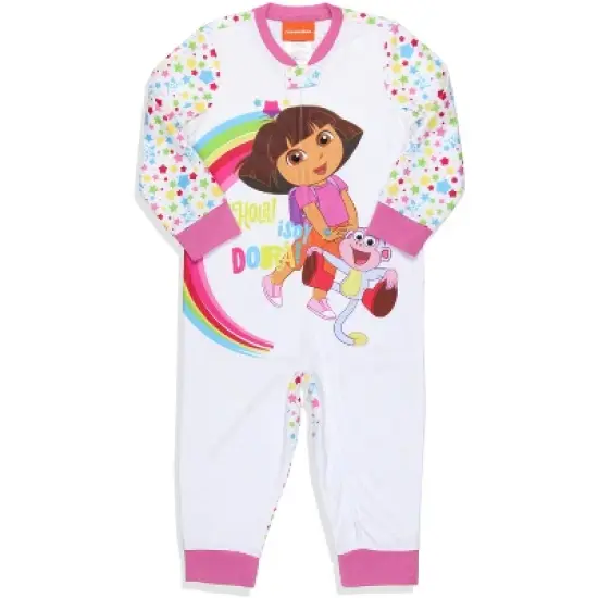 Nickelodeon Toddler Girls' Dora the Explorer Union Suit Footless Pajama White image {3}