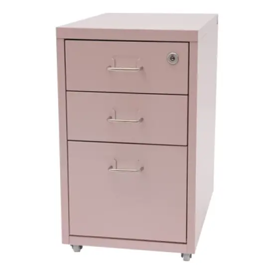 YIYIBYUS 3-Drawer Vertical File Cabinet, Metal Mobile File Cabinet with Lock and Wheels image {9}