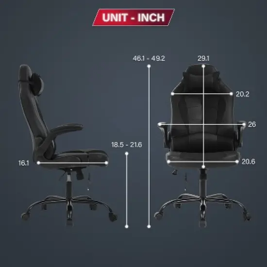 BestMassage Gaming Chair Computer Desk Chair with Lumbar Support Upholstery and Rolling Swivel Chair Base for PC Gaming and Executive Use image {6}