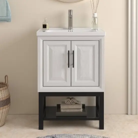 Festivo Modern 24" Single Sink Freestanding Bath Vanity White image {2}