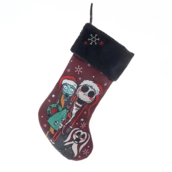 Kurt Adler Officially Licensed Disney Christmas Stocking with Embroidered Plush Cuff, The Nightmare Before Christmas, 19" image {1}