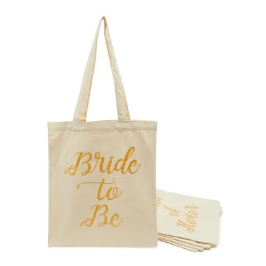 Blue Panda Bridal Shower Canvas Tote Bag - 5-Pack Reusable Shopping Bags for Wedding Favors, Bachelorette Party Gifts, and Bridal Shower, 13.5x12" image {7}