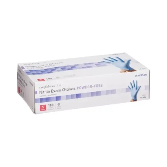3.8 Confiderm McKesson Nitrile Exam Glove Blue Textured Fingertips image {4}