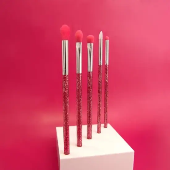 MODA Brush Neon Pink Glitter Eye Makeup Brush Kit - 5pc image {2}