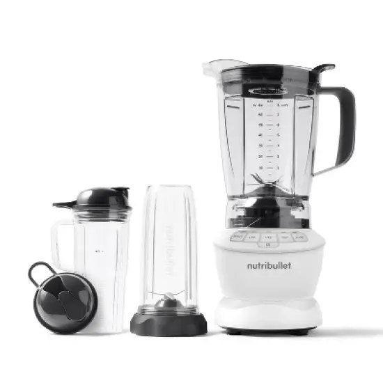 nutribullet Blender Full Size Combo 1200 Watt 640z NBF20500AW - Matte White: Smoothie Blender, 64oz Capacity, 4 Speeds image {1}