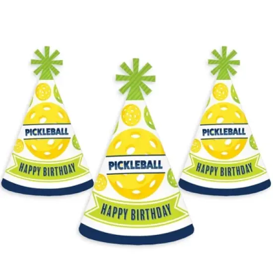 Big Dot of Happiness Let&rsquo;s Rally - Pickleball - Cone Happy Birthday Party Hats for Kids and Adults - Set of 8 (Standard Size) image {6}