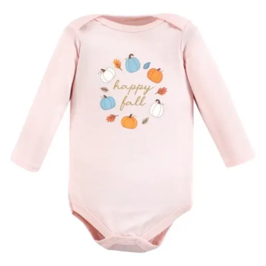 Hudson Baby Infant Girl Cotton Long-Sleeve Bodysuits, Happy Fall 7-Pack image {2}