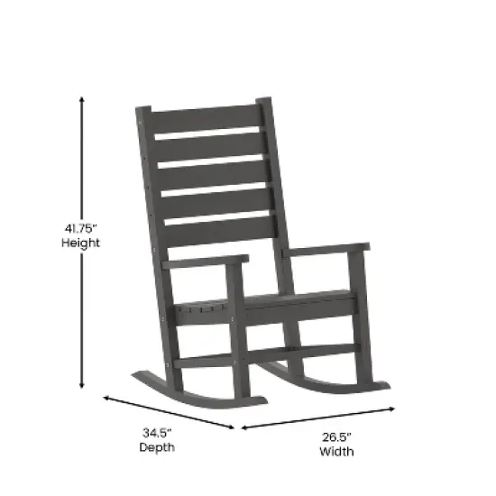 Emma and Oliver Set of 2 Contemporary Rocking Chairs, All-Weather HDPE Indoor/Outdoor Rockers image {6}