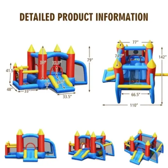 Costway Kid Inflatable Bounce House Slide Jumping Castle w/Soccer Goal Ball Pit & Blower image {1}