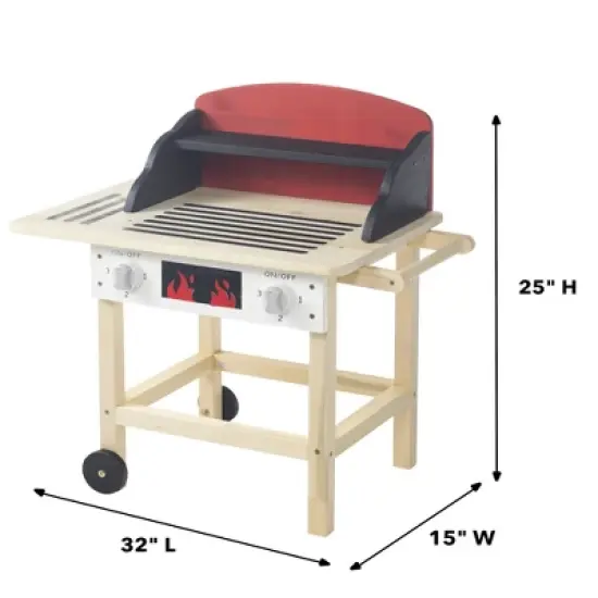 HearthSong Junior Grill Master's Pretend Play Wooden BBQ Grill Set with Accessories image {6}