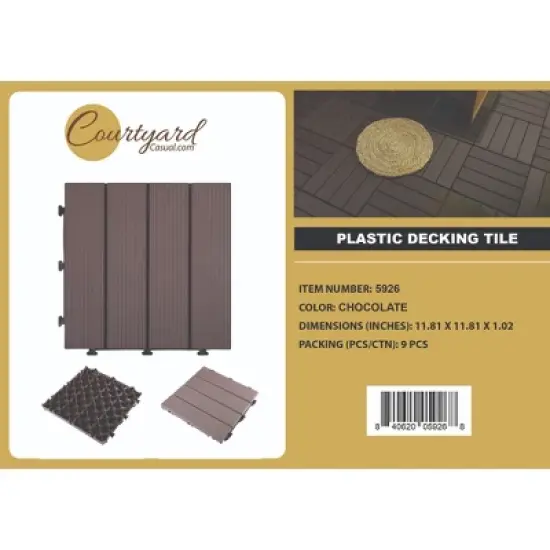 Courtyard Casual Plastic Deck Tiles Chocolate Color Pack of 9 image {6}
