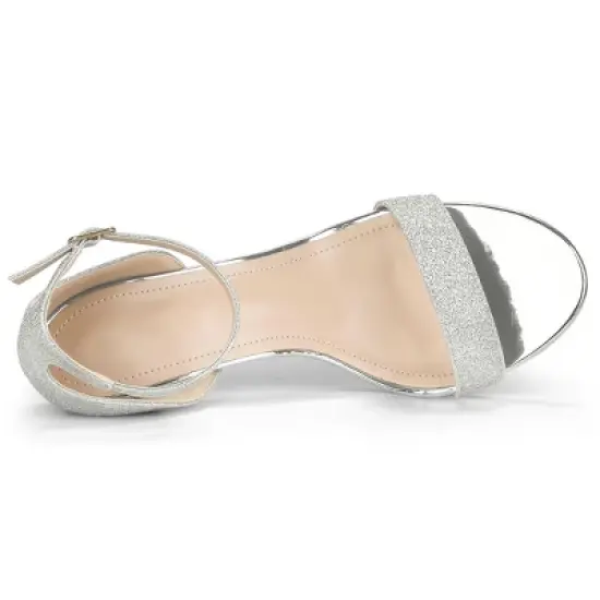 Perphy Women's Glitter Ankle Strap Stiletto Heels image {3}