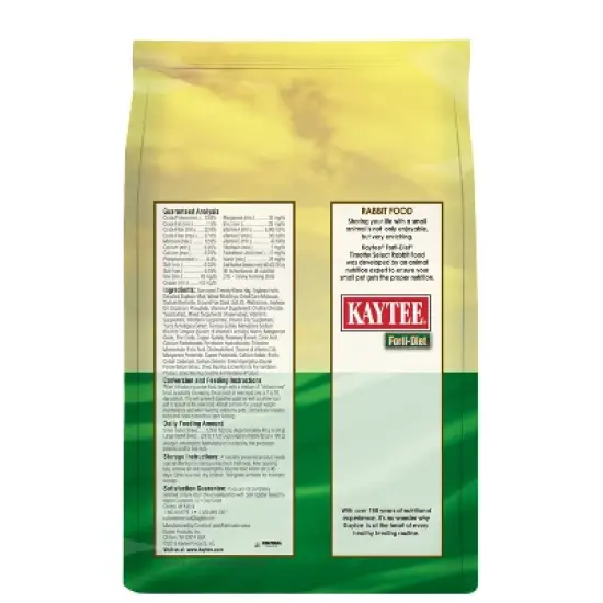 Kaytee Forti-Diet Timothy Select Unflavored Dry Rabbit Food - 3.5lbs image {1}