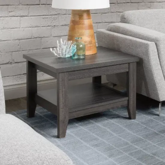 Hollywood Side Table with Shelf Dark Gray - CorLiving image {5}