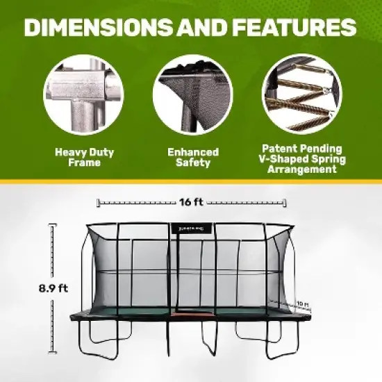 HomeStock Rectangular Trampoline 10&rsquo;x16&rsquo; High-End (3 Boxes) Version 2 image {1}