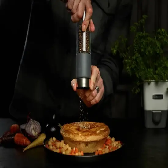 Cole & Mason 7.09" 2pc Acrylic/Steel/Cement Regent Gift Set Gray/Clear/Silver: Modern Salt & Pepper Mills, 2-Year Warranty image {13}