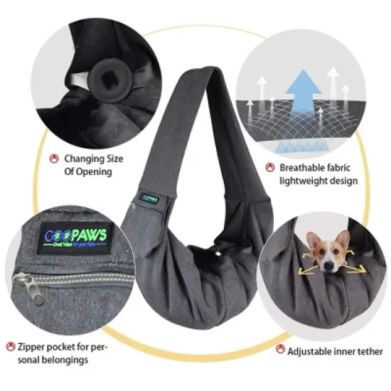 XJESPET & GOOPAWS: Comfy Pet Sling Bag - Grey - Carry Small Dogs image {1}