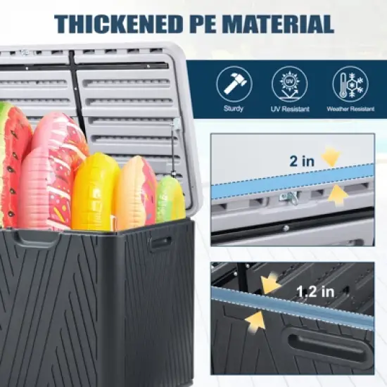 Aoodor 85 Gallon Deck Box, Outdoor Storage Box, Waterproof & Weather-Resistant Lockable, Patio Bench Storage Box for Cushion, Garden Tools image {2}