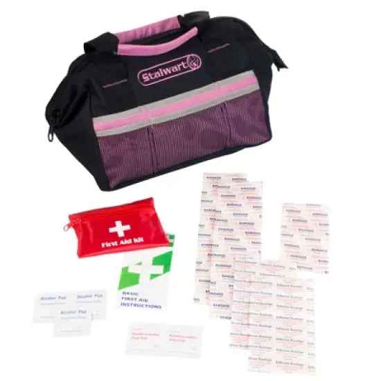 Stalwart 55-Piece Roadside Emergency Car Kit, Pink image {2}