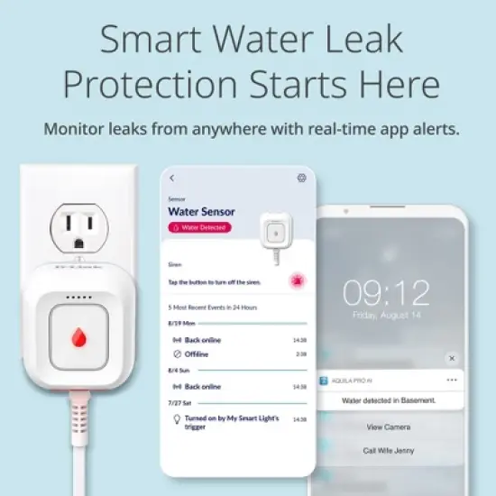 D-Link Expandable Smart Wi-Fi Water Leak Sensor Starter Kit - SW-A11KT image {9}