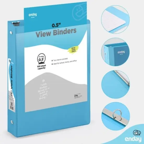 Enday 3-Ring View Binder With 2-Pockets - Multicolor 6 pack image {2}