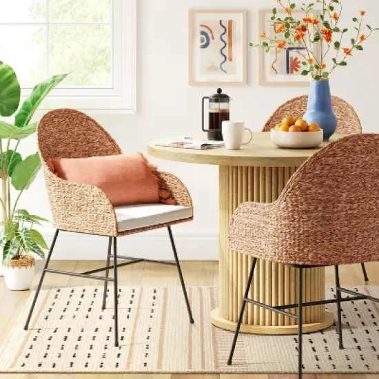 Landis Woven Backed Dining Chair with Cushion Natural - Threshold&trade; image {1}