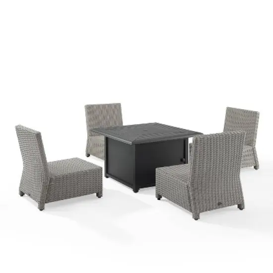 Crosley 5pc Bradenton Steel Outdoor Patio Fire Pit Furniture Set with Armless Chairs image {8}