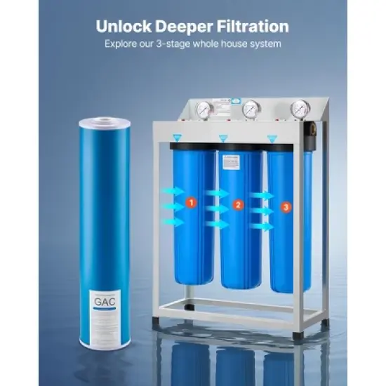 VEVOR Whole House Water Filter Replacement Cartridge, 4.5" x 20" GAC Activated Carbon, Replacement Filter for Whole Home Water Filtration, Blue image {6}
